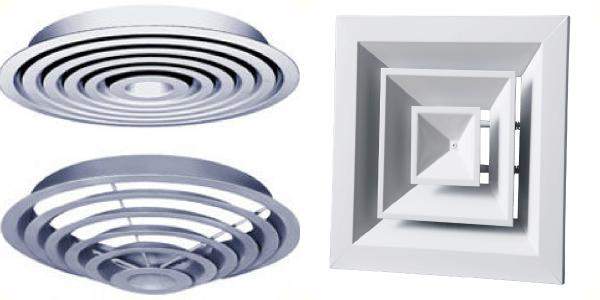 Круглые и квадратные диффузоры для вентиляции